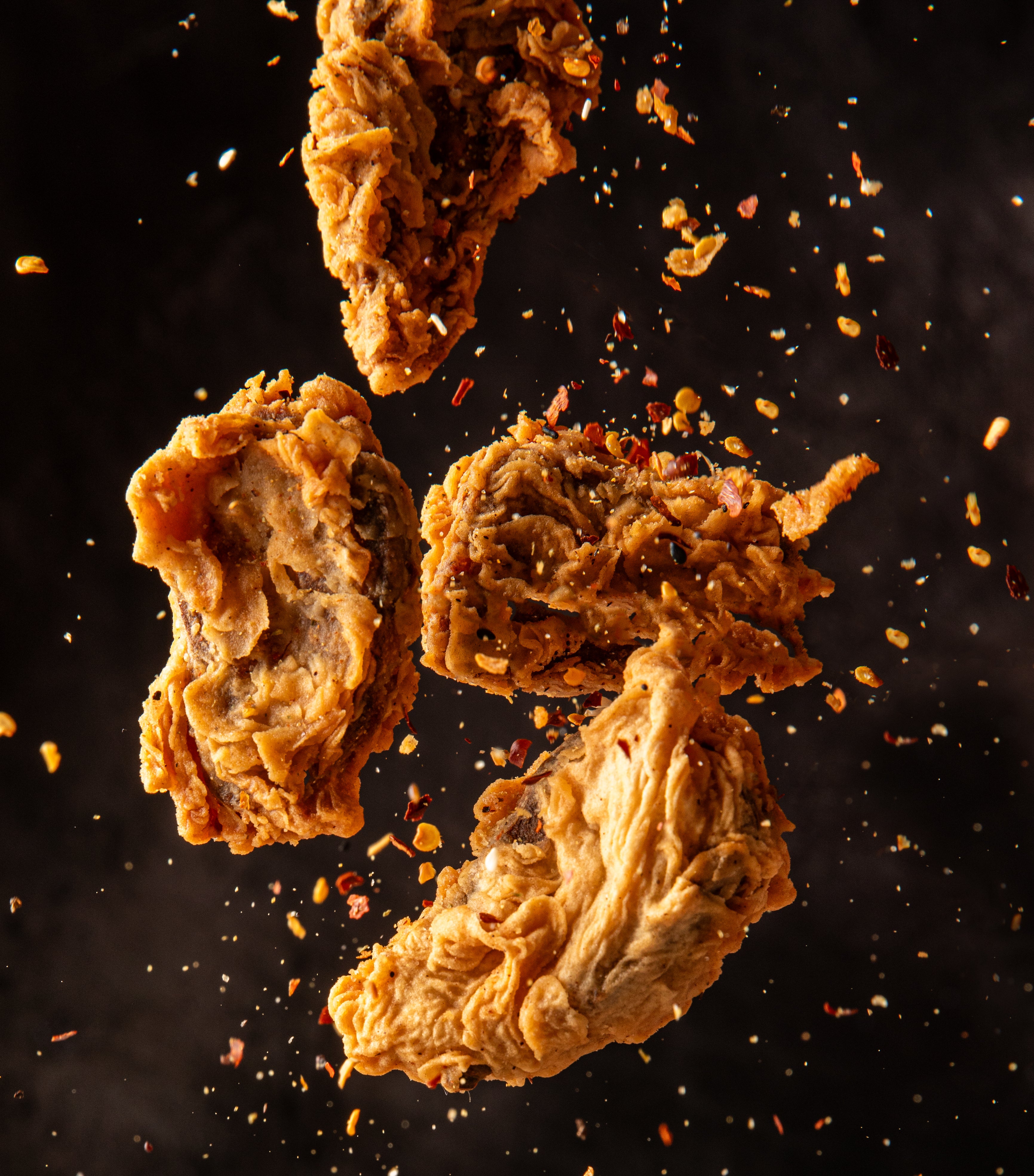 Crispy plant-based wings with chili flake